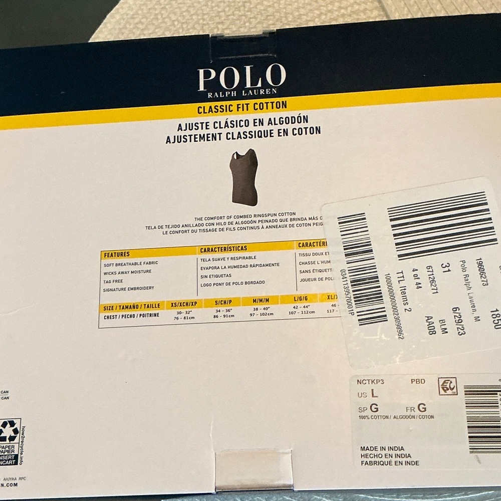 Polo Ralph Lauren Gray Tank Tops 2 packs of 3 avail - Picture 2 of 2